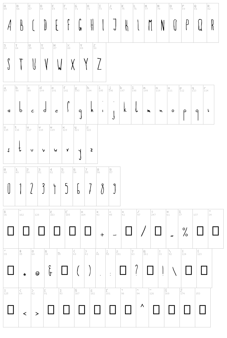 Flamingo 54 font map